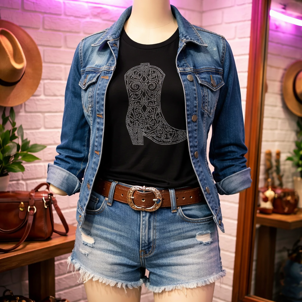 Rhinestone Cowgirl Boot Tee