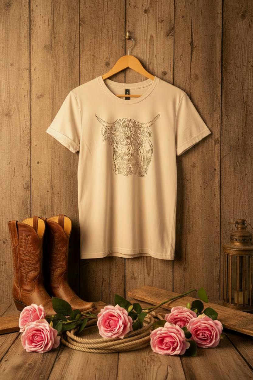 Rhinestone Highland Cow Tee