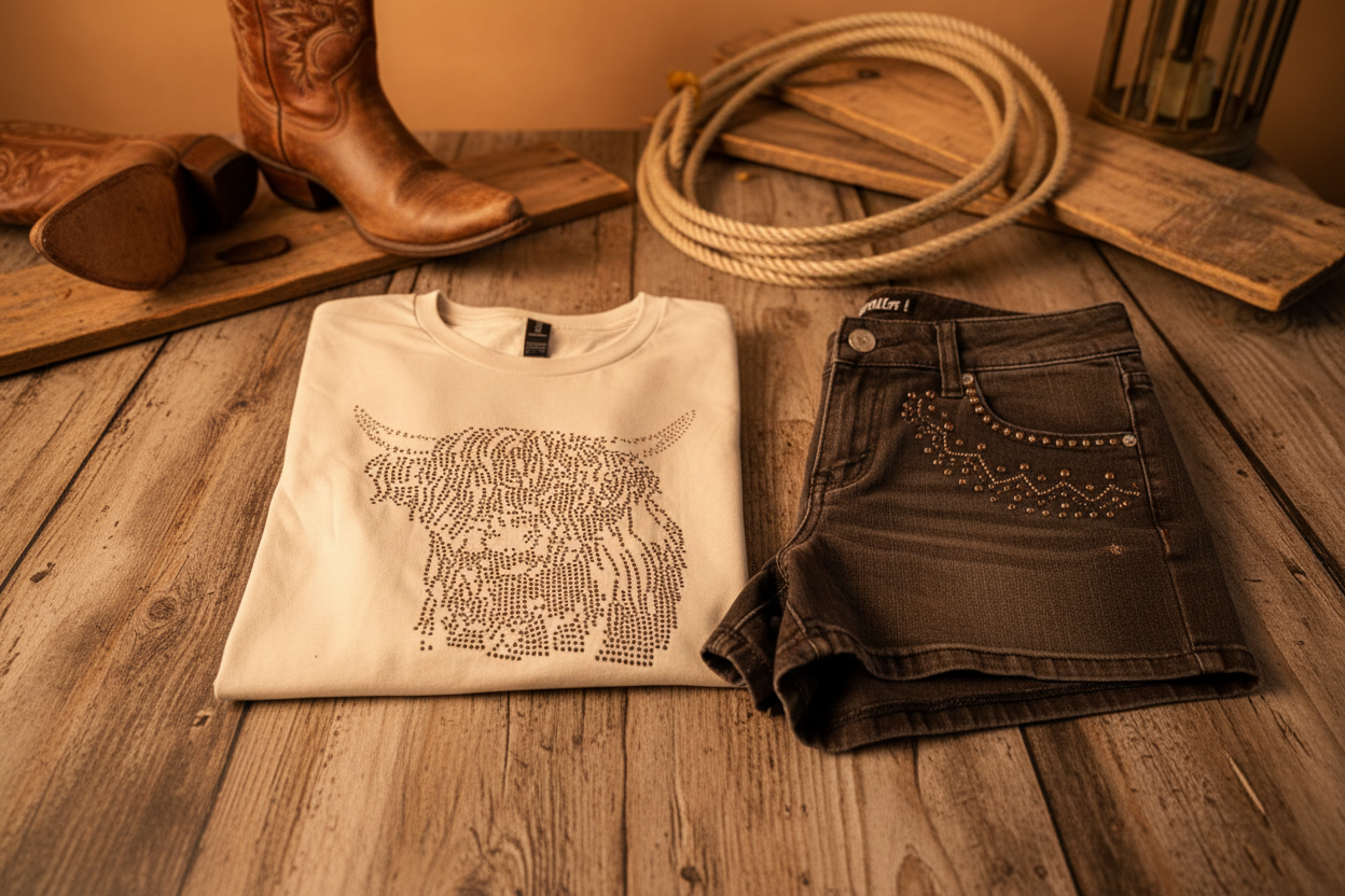 Rhinestone Highland Cow Tee