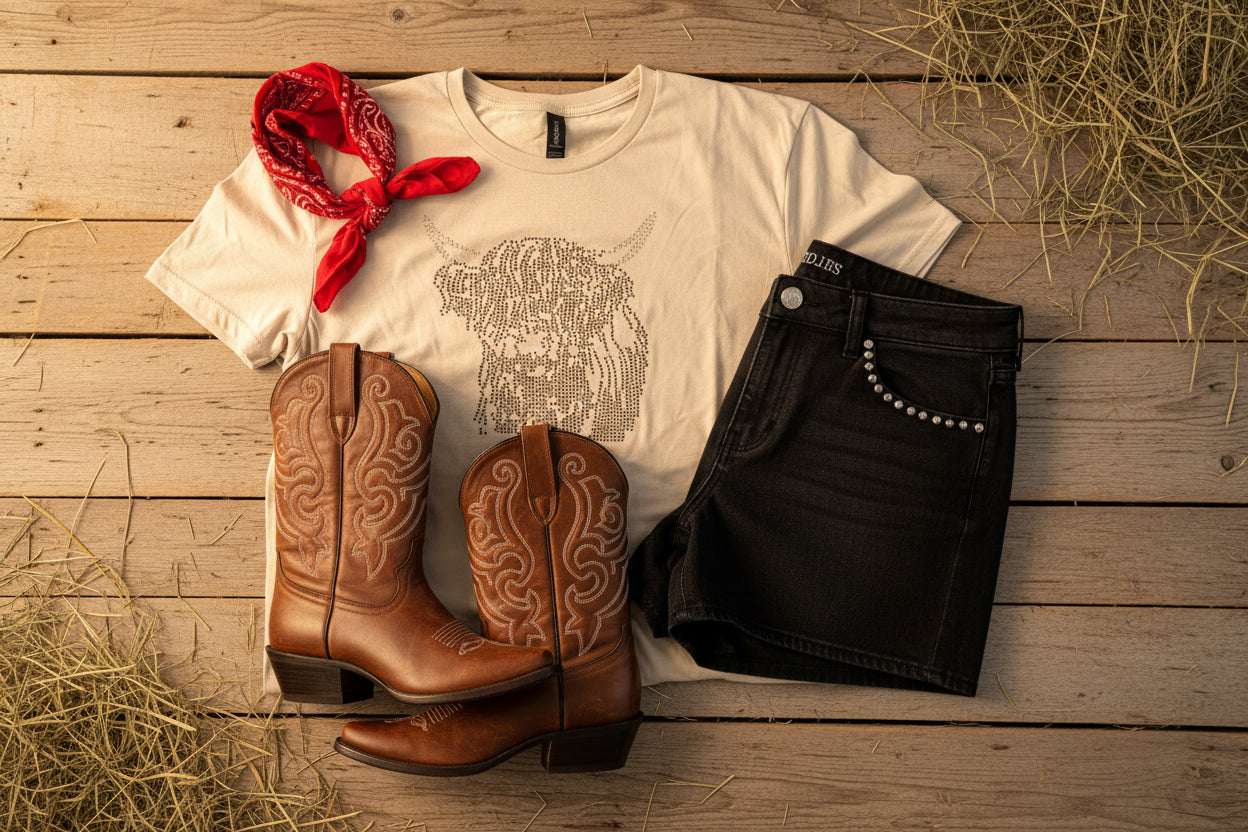 Rhinestone Highland Cow Tee